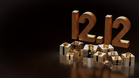 12 number and gift box promotion or discount concept 3d rendering.の写真素材