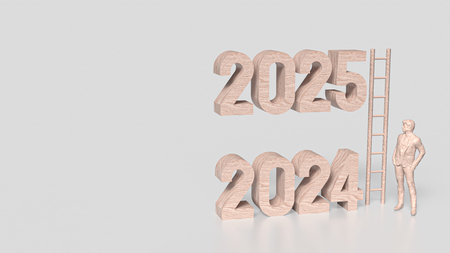 Number 2024 and 2025 for Business concept 3d rendering.