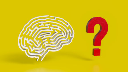 White Brain maze and  question mark  for sci or creative concept 3d rendering.の写真素材