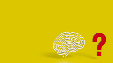 White Brain maze and  question mark  for sci or creative concept 3d rendering.の写真素材