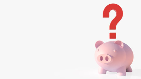 Piggy bank and question mark for earn or saving concept 3d rendering.の写真素材