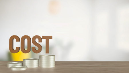 Cost text and coins for Business concept 3d rendering.