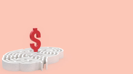 Dollar symbol on brain maze for Business concept 3d rendering.の写真素材