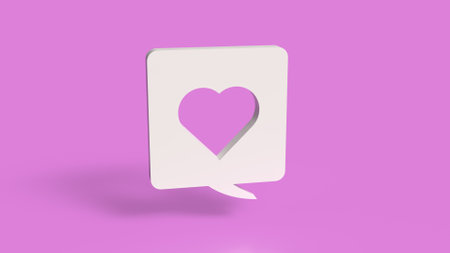 Heart icon in balloon text on pink background  for love concept 3d rendering.の写真素材