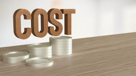 Cost text and coins for Business concept 3d rendering.の写真素材