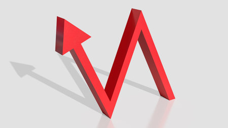 Red wave arrow for Business concept 3d rendering.