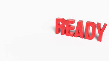 Ready red text on white background  3d rendering.の写真素材
