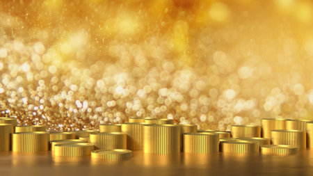 Gold coins for earn or Business concept 3d rendering.の写真素材