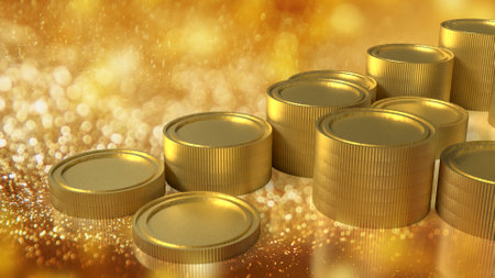 Gold coins on bokeh background for Business concept 3d rendering.の写真素材