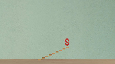Dollar symbol on stair for Business  or idea concept 3d rendering.の写真素材