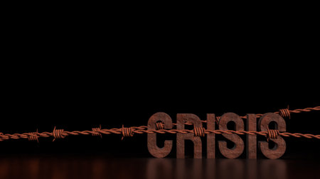 Rusty crisis text  for Business or Background concept 3d rendering.の写真素材