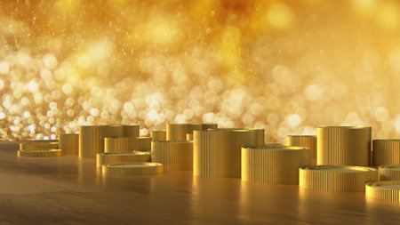 Gold coins for earn or Business concept 3d rendering.の写真素材