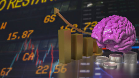 Brain and chart for Business concept 3d rendering.の写真素材