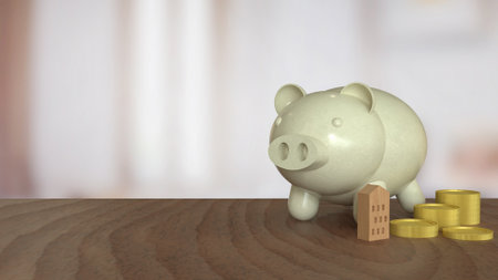 Piggy Bank and coins for earning or saving concept 3d rendering.の写真素材