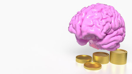 Brain and coins for Business concept 3d rendering.の写真素材