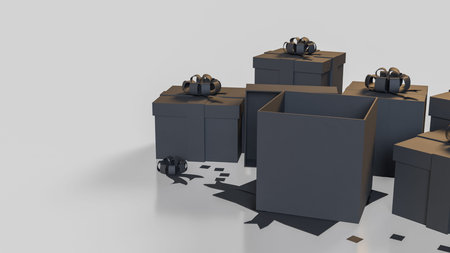 Black gift box for celebration or holiday concept 3d rendering.