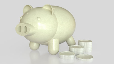 Piggy Bank and coins for earning or saving concept 3d rendering.の写真素材