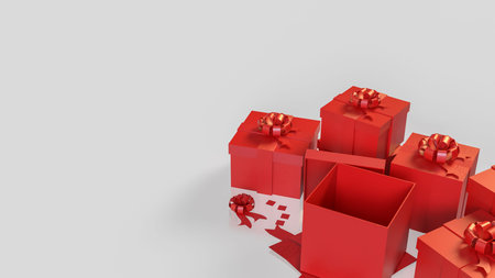 Red gift box for celebration or holiday concept 3d rendering.