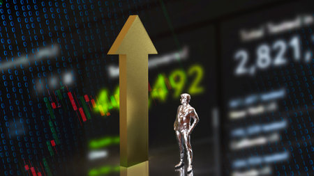 Arrow up and man for Business concept 3d rendering.の写真素材