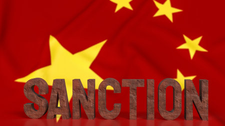 Sanction on china flag background for Business concept 3d rendering.の写真素材
