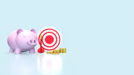 Piggy bank and dart for saving or earn concept 3d rendering.の写真素材