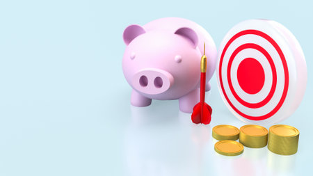 Piggy bank and dart for saving or earn concept 3d rendering.の写真素材