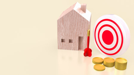 Wood house and dart for property  or estate concept 3d rendering.の写真素材