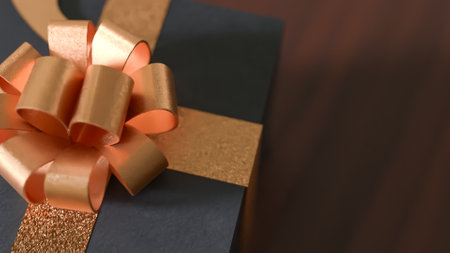 Black gift box for celebration or holiday concept  3d rendering.の写真素材