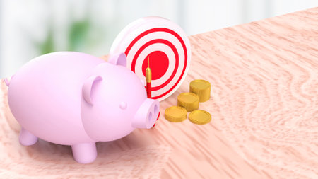 Piggy bank and dart for saving or earn concept 3d rendering.の写真素材