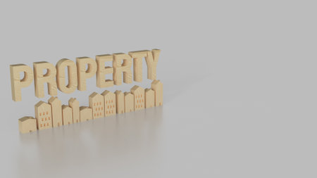 Wood house and property text for real estate concept 3d rendering.の写真素材