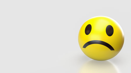 Sad Emotion icon on white background  3d rendering.の写真素材