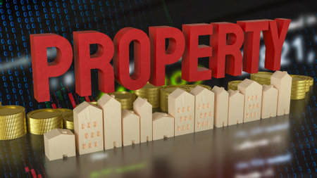 Wood house and property text for real estate concept 3d rendering.の写真素材