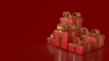 Red gift box for celebration or holiday concept  3d rendering.