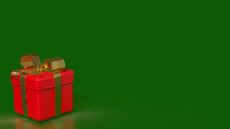 RED gift box for celebration or holiday concept  3d rendering.の写真素材