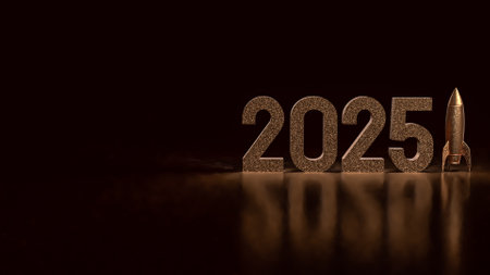 2025 Number and rocket for Business concept 3d rendering.の写真素材