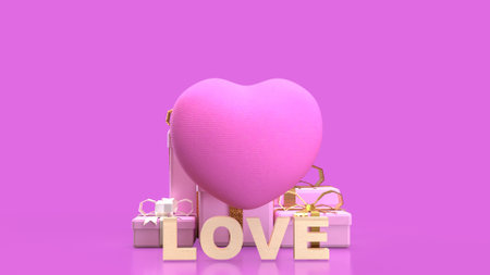 Hearth and love text for valentine or wedding concept 3d rendering.の写真素材