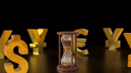Sand clock  and money symbol for Business concept 3d rendering.の写真素材
