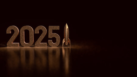 2025 Number and rocket for Business concept 3d rendering.の写真素材
