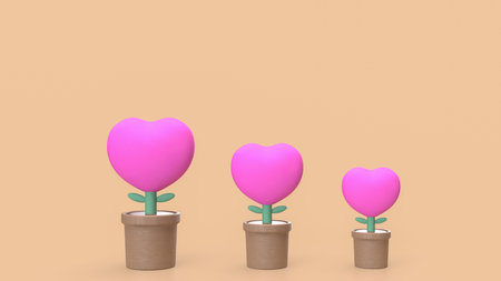 Heart in Plant for love or Valentine concept 3d rendering.