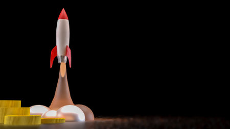 Rocket and coins for Business or start up concept 3d rendering.の写真素材