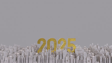 2025 number and city for Business concept 3d rendering.