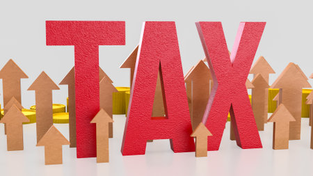 The Red tax and arrow up for business concept 3d Rendering.の写真素材
