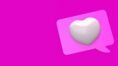 The Heart on Balloon text on Pink Background 3d Rendering.