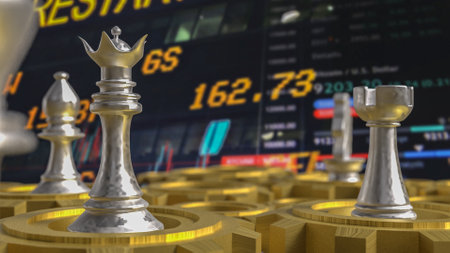 Chess and gold gear for Business concept 3d rendering.の写真素材