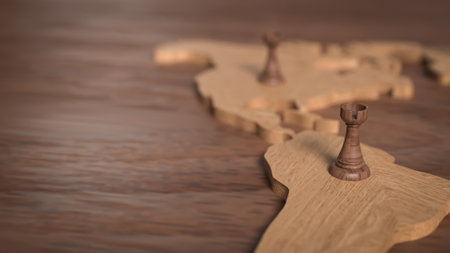 Chess on world map for Business concept 3d Rendering.の写真素材