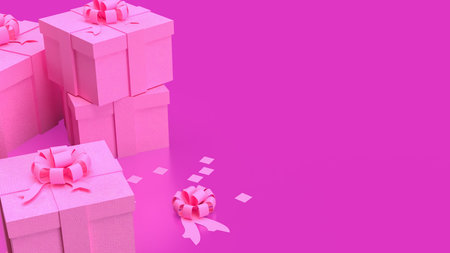 The Gift box on  Pink Background  for celebration or valentines concept 3d rendering.