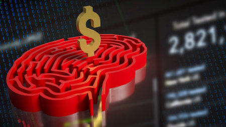 Gold Dollar Symbol and maze for Business concept 3d Rendering.の写真素材