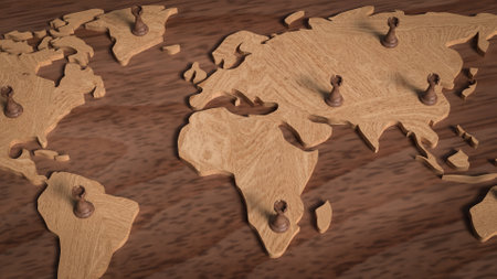 Chess on world map for Business concept 3d Rendering.の写真素材