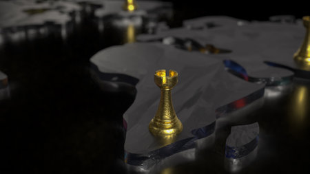 Chess on world map for Business concept 3d Rendering.の写真素材