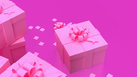 The Gift box on  Pink Background  for celebration or valentines concept 3d rendering.
